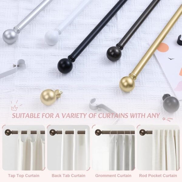 Hei!Dear 2 Pack Bronze Curtain Rods for window 48 to 84 Inch... - Image 8