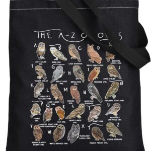 WZMPA Funny Owl Tote Bag Owl Lover Gift The A-Z Owls Reusabl...