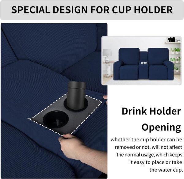 Easy-Going 1 Piece Stretch Reclining Loveseat with Middle Co... - Image 6