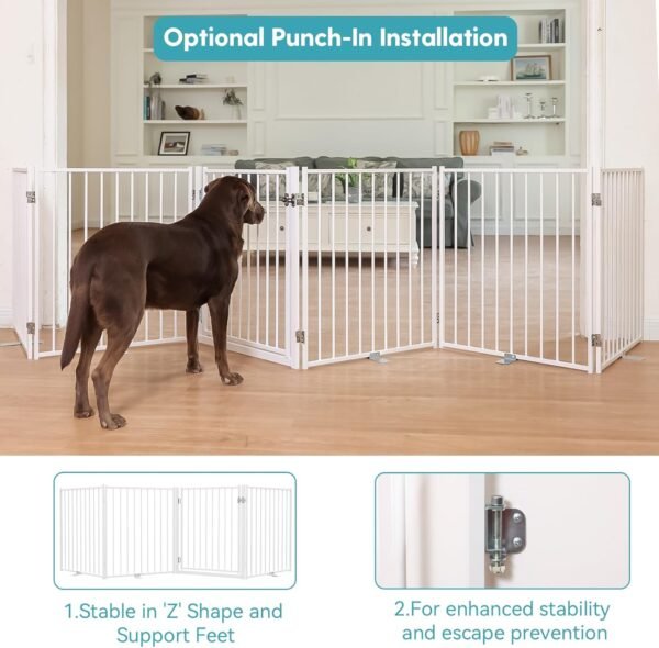 No Pawblems Free Standing Dog Gate with Door, 30'' Tall Fold... - Image 4