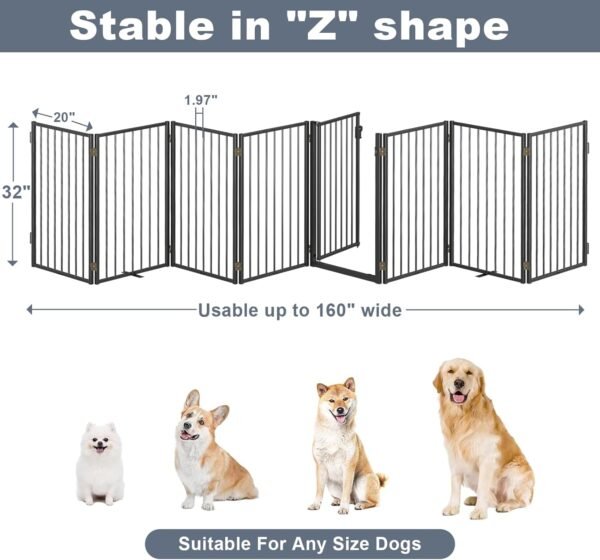 Metal Freestanding Dog Gates with Door for Outdoor Indoor,16... - Image 5