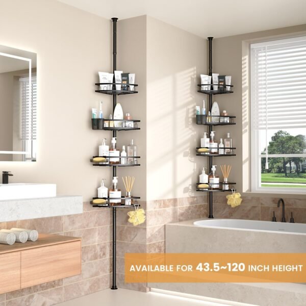 Tension Pole Shower Caddy Corner: Adjustable 4tier Bathroom ... - Image 6
