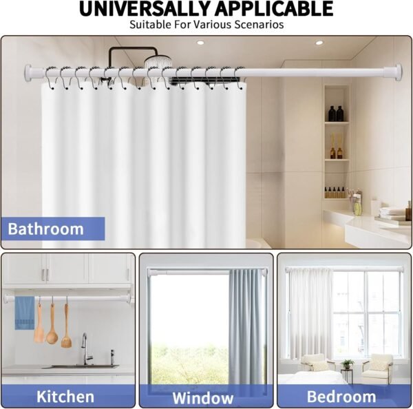 Shower Curtain Rod 36-98 Inches (3-8.2ft) Non Rust Adjustabl... - Image 7