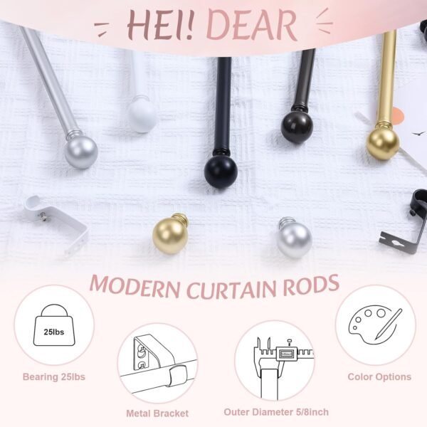 Hei!Dear 2 Pack Bronze Curtain Rods for window 48 to 84 Inch... - Image 9