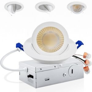 Adetu 3 Inch 5CCT Gimbal Led Recessed Lighting with Junction...