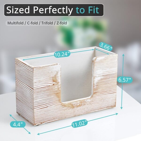 Paper Towel Dispenser Countertop, White Washed Wood Bathroom... - Image 2