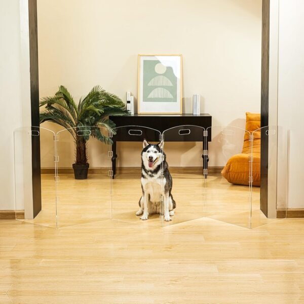 Modern Frame Clear Acrylic Freestanding Dog Gate - 32" Tall ... - Image 7