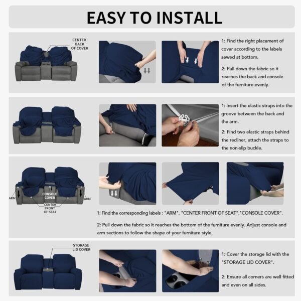 Easy-Going 1 Piece Stretch Reclining Loveseat with Middle Co... - Image 7