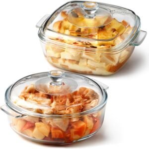NUTRIUPS Small Glass Casserole Dish with Lid Oven Safe Casse...