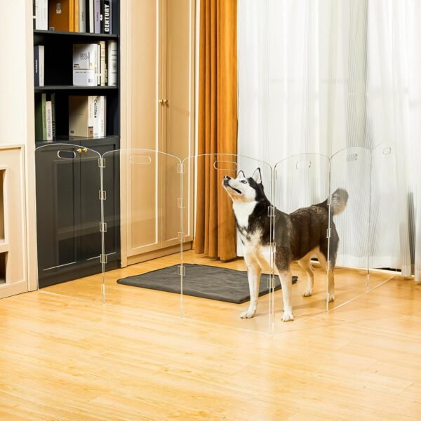 Modern Frame Clear Acrylic Freestanding Dog Gate - 32" Tall ... - Image 5