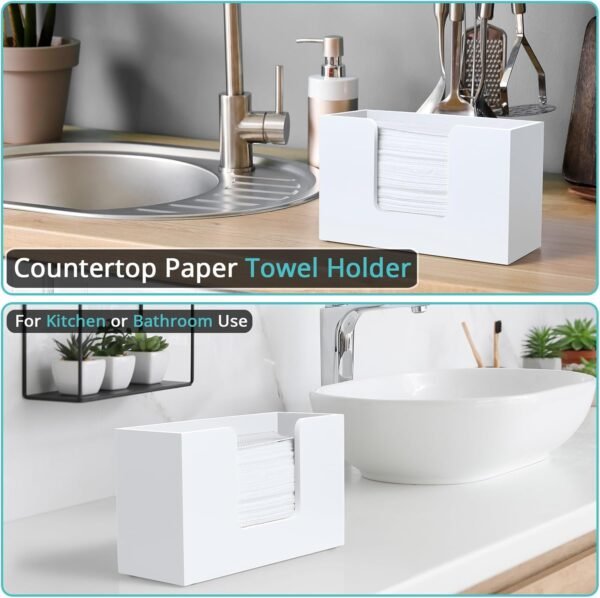 Paper Towel Dispenser Countertop, Wooden Bathroom Paper Towe... - Image 3