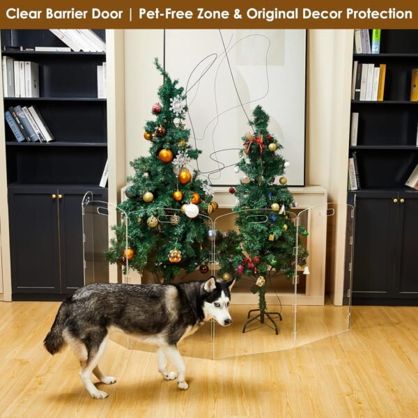 Modern Frame Clear Acrylic Freestanding Dog Gate - 32" Tall ... - Image 3