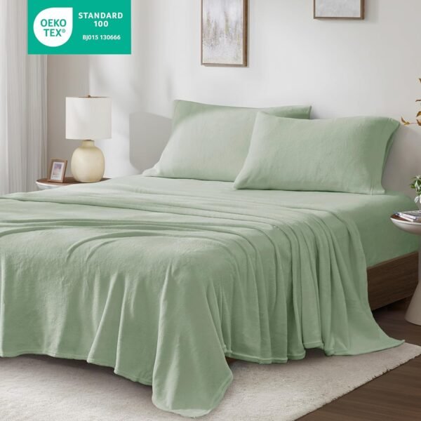 True North by Sleep Philosophy Plush Sheet Set Queen, Solid ... - Image 2