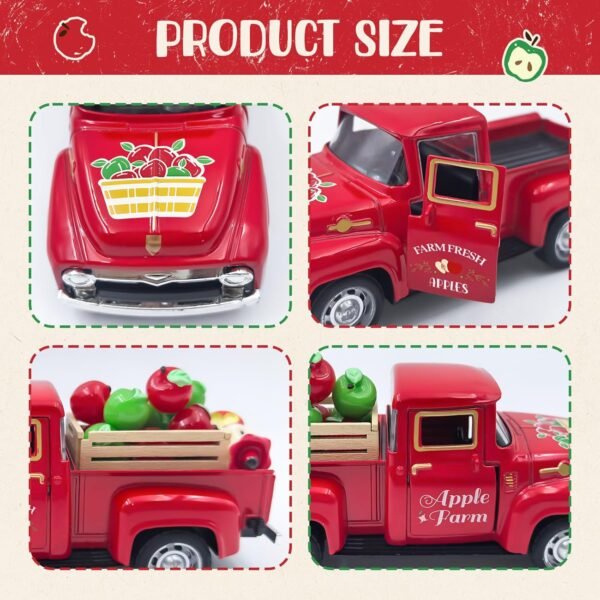 Fall Apple Decor Vintage Metal Truck with Mini Fake Apples a... - Image 4