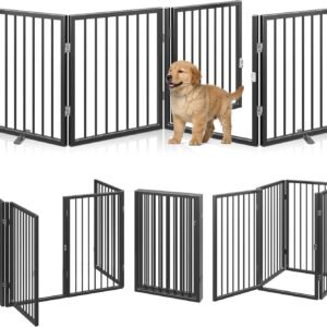 Vantas Folding No-Assembly Metal Pet Gate 80" Wide, 24" Extr...