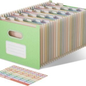 Accordion File Organizer, 26 Pockets Wheat Straw Expanding F...