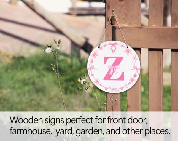 Monogram Round Sign For Front Door, Cherry Bow Theme Sign Fo... - Image 5