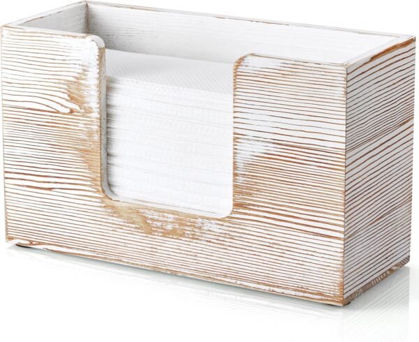 Paper Towel Dispenser Countertop, White Washed Wood Bathroom...