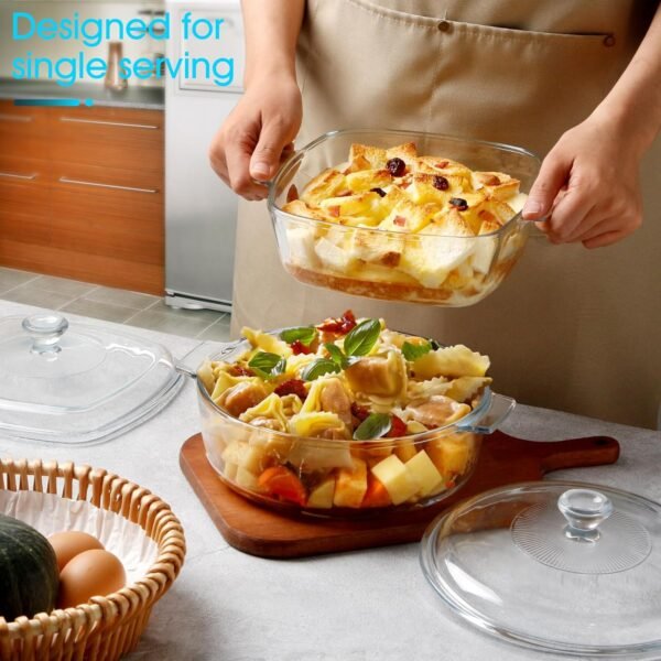 NUTRIUPS Small Glass Casserole Dish with Lid Oven Safe Casse... - Image 3