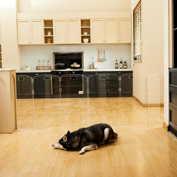 Modern Frame Clear Acrylic Freestanding Dog Gate - 32" Tall ... - Image 2
