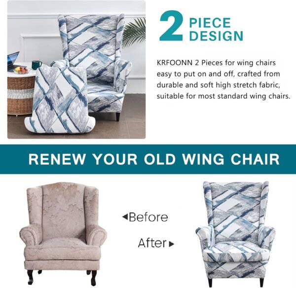 KRFOONN Wingback Chair Covers Slipcovers 2 Piece Stretch Win... - Image 3
