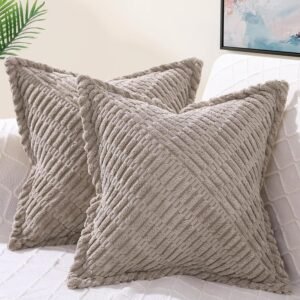 decorUhome Decorative Khaki Throw Pillow Covers 20x20 Set of...