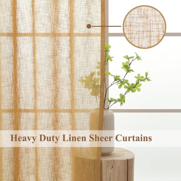 L.Z.E Gold Sheer Curtains for Living Room, 96 Inches Long, L... - Image 2