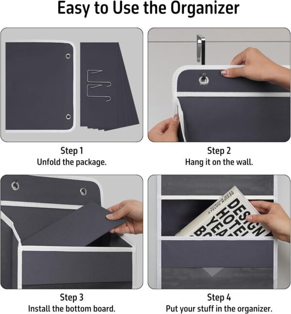 Over Door Organizer with 5 Large Pockets, Heavy Duty Hanging... - Image 5