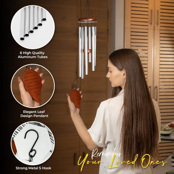 Best Memorial Wind Chimes for Outside - 32.5" Sympathy Wind ... - Image 3