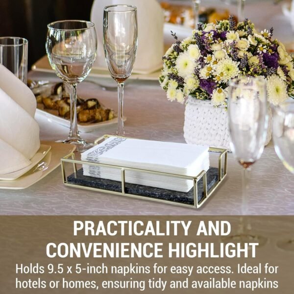 MyGift Hotel Series Commercial Guest Napkin Holder, Black Ma... - Image 3