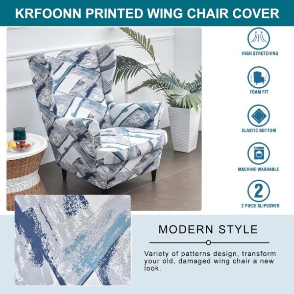 KRFOONN Wingback Chair Covers Slipcovers 2 Piece Stretch Win... - Image 4