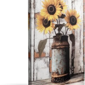 ZYNYZ Z Rustic Retro Farmhouse Flower Sunflower Canvas Wall ...